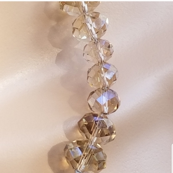 VINTAGE CHAMPAGNE COLORED GLASS CRYSTAL NECKLACE - Picture 2 of 4